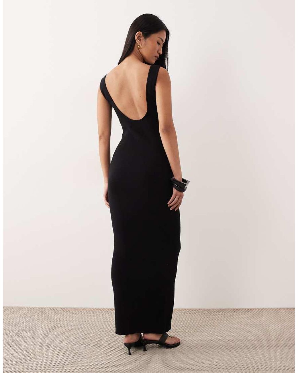 ASOS Natural Cotton Blend Scoop Back Dress