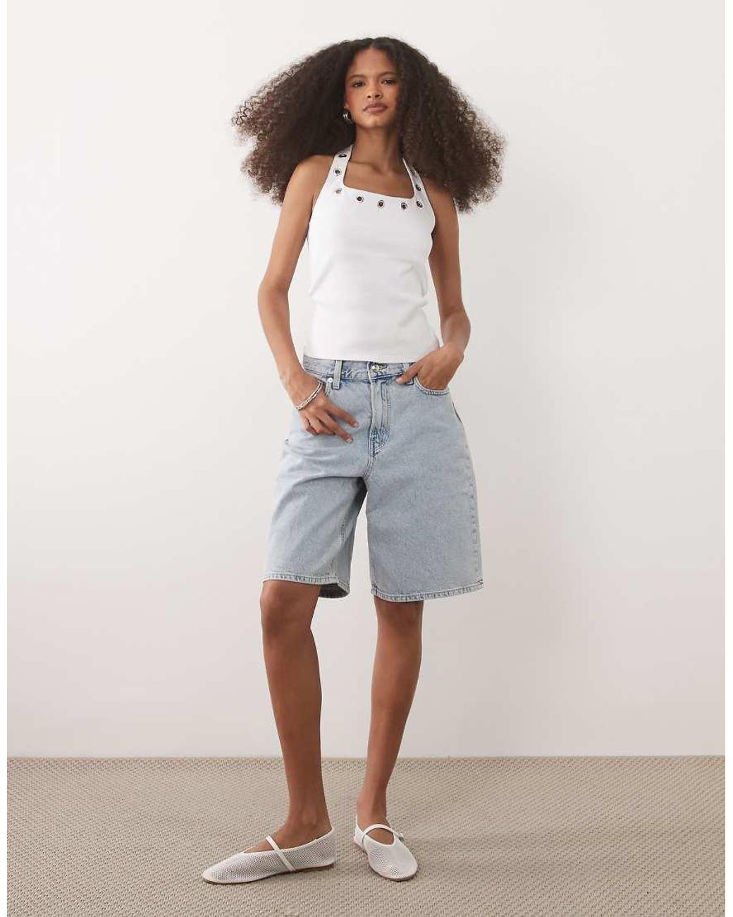 ASOS Black Eyelet Stud Halter Neck Top