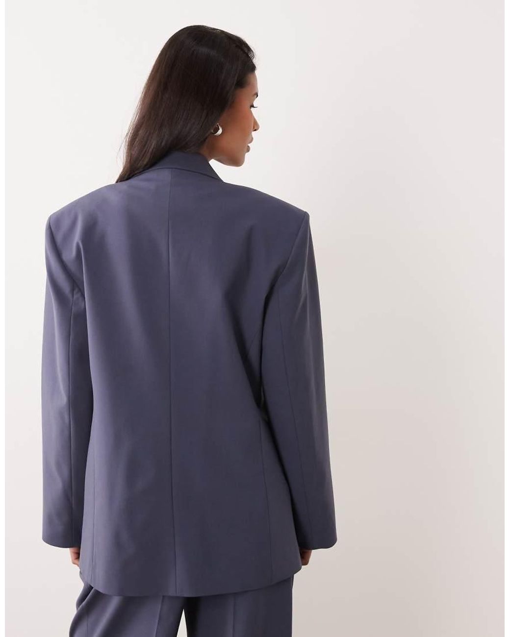 Mango Blue Uma Blazer With Shoulder Pad Co-ord
