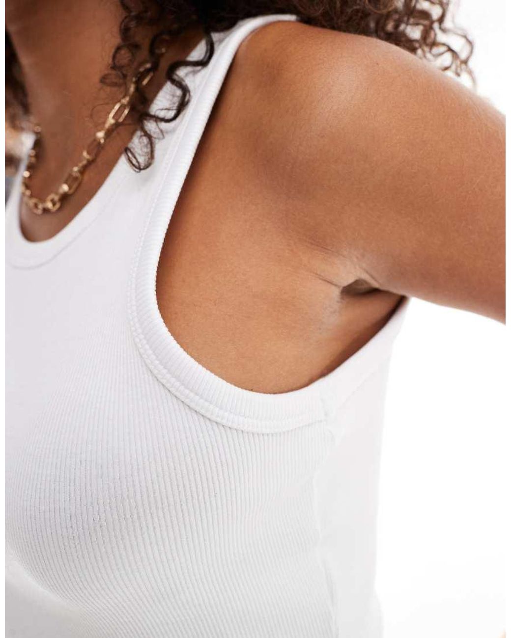 JJXX White Fallon Ribbed Cropped Vest Top
