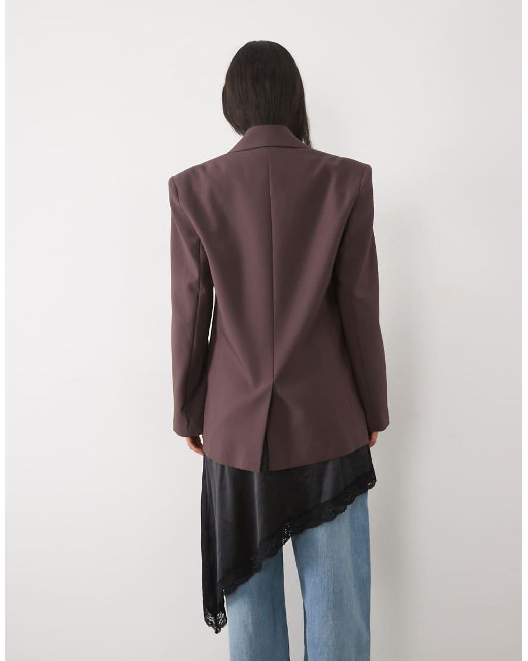 ASOS Brown Tailored Strong Shoulder Double Breasted Blazer
