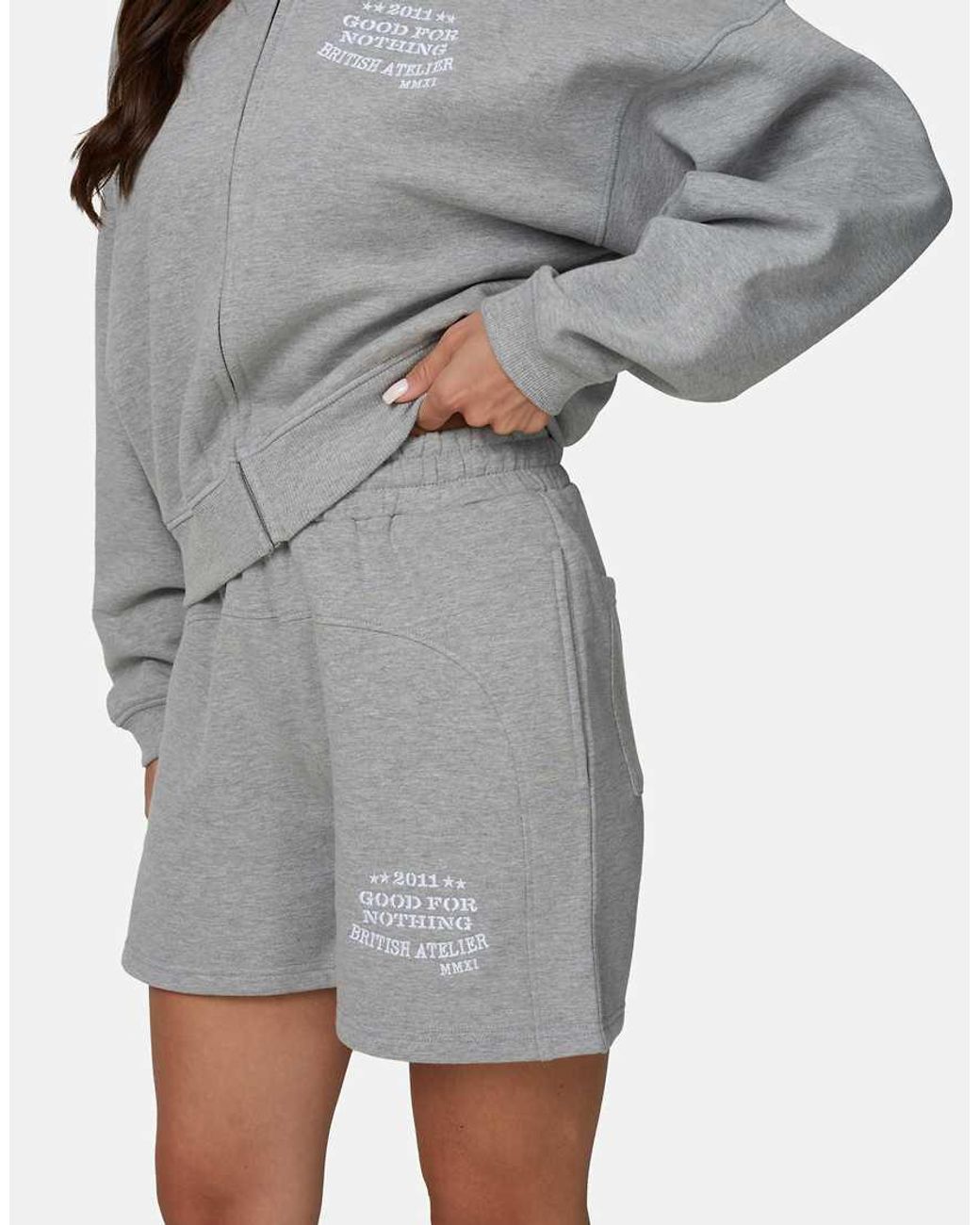 Good For Nothing Gray Baggy Shorts With Embroidered Logo