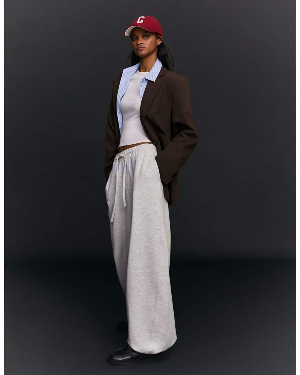 Bershka Black Petite Barrel Plush Trousers With Stoppers