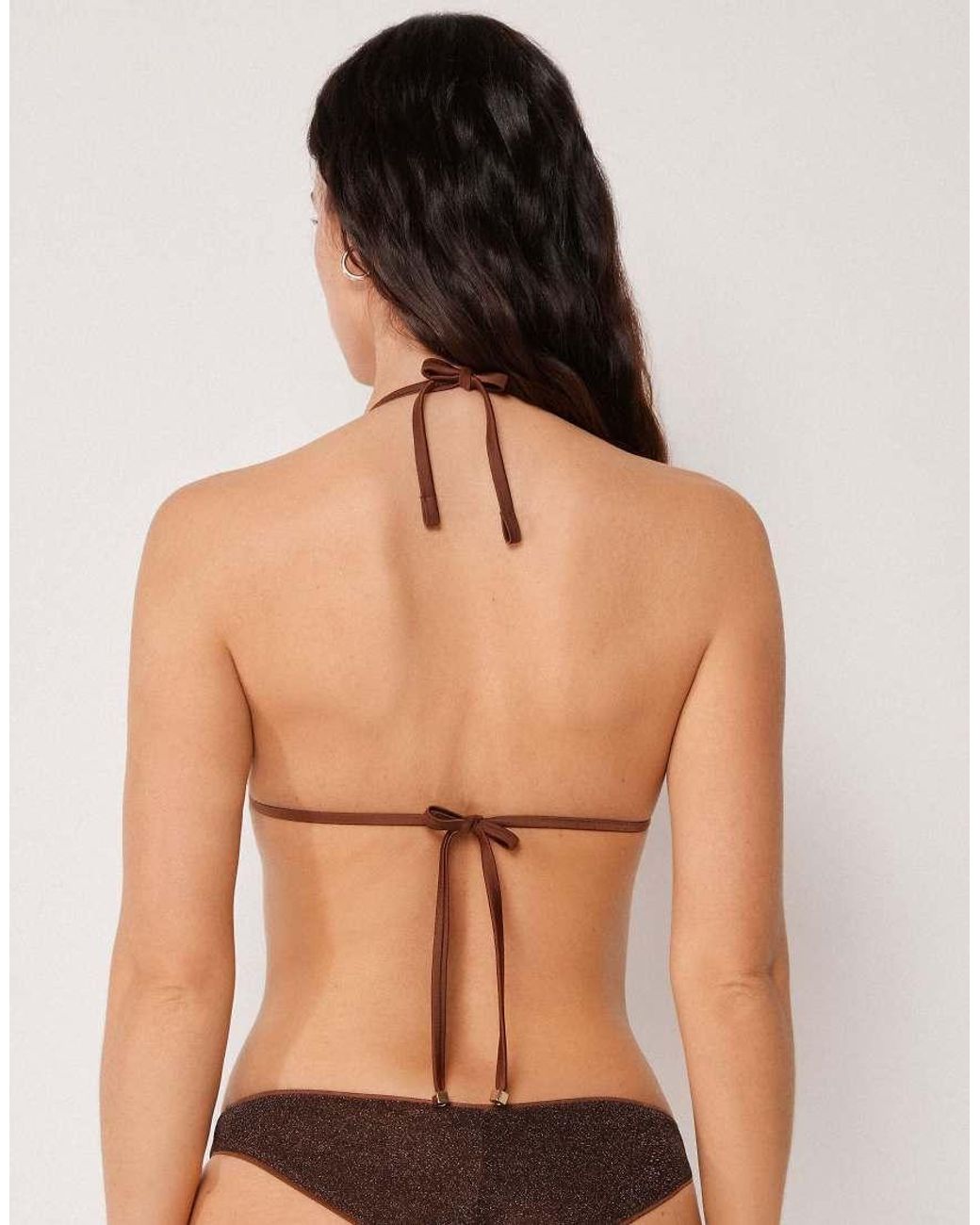 Calzedonia Natural Triangle Bikini Top Metallic Glow