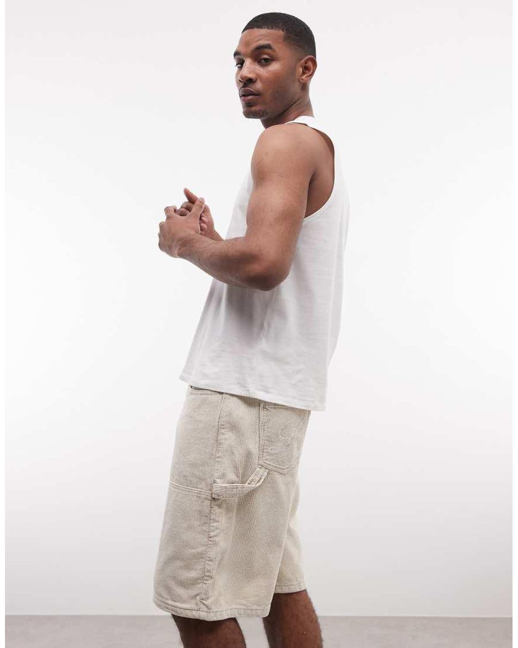 Liquor N Poker Natural Washed Corduroy Carpenter Jorts for men
