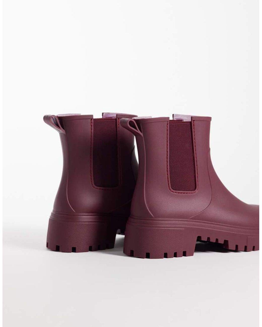 London Rebel Purple Phoebe Chunky Chelsea Rain Boots