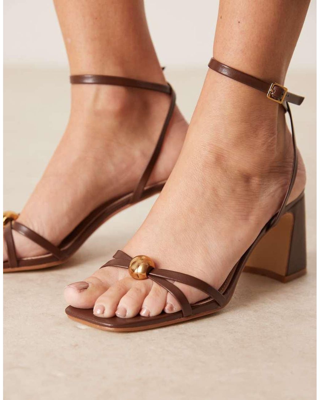 Raid Wide Fit Brown Devena Block Heeled Sandals