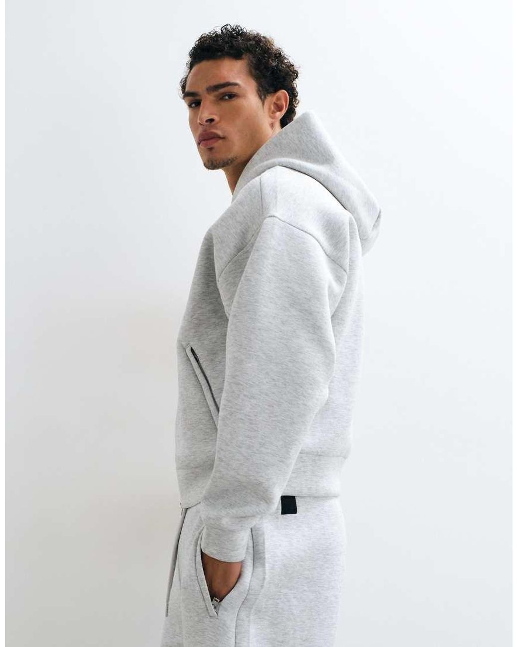 4505 Gray Rest Day Boxy Zip Up Hoodie for men
