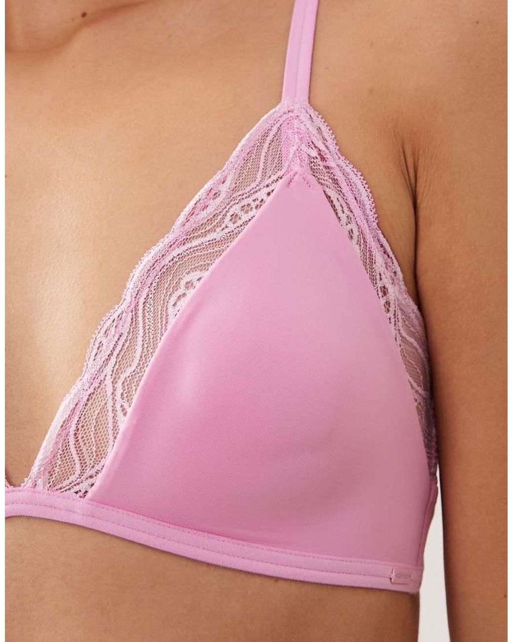 Calvin Klein Pink Sensual Stretch Unlined Triangle Lace Bra
