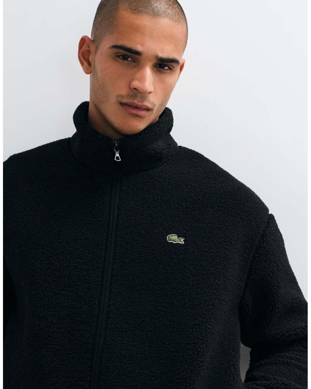 Lacoste Blue High Neck Zip Through Fleece Sweatshirt for men