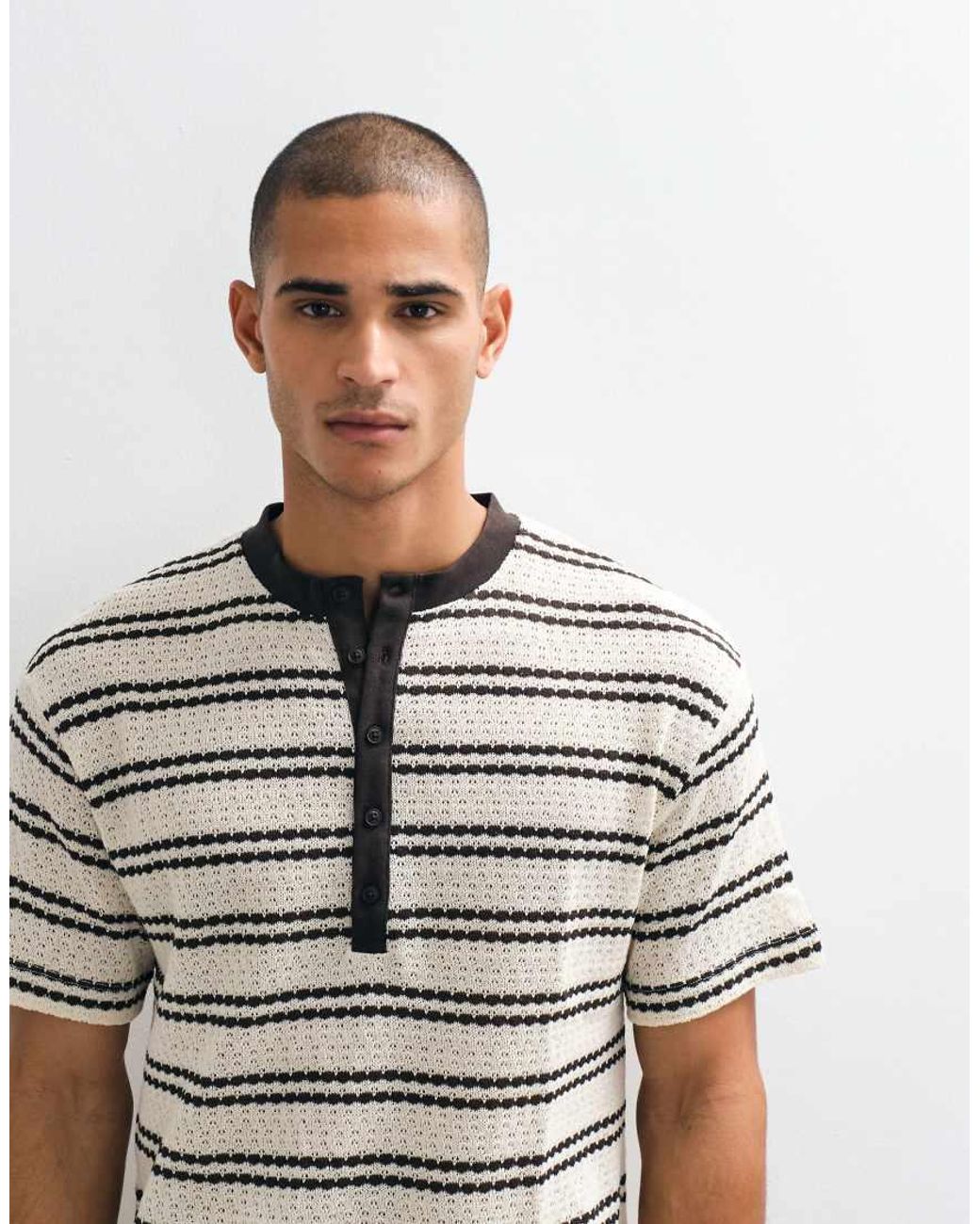 ASOS White Relaxed Henley T-shirt for men