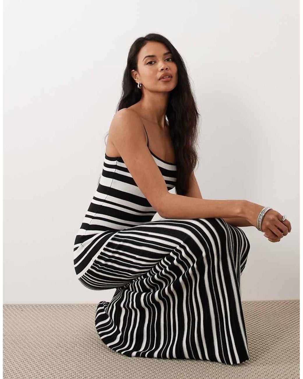 Gina Tricot White Cotton Blend Light Knit Strappy Maxi Dress