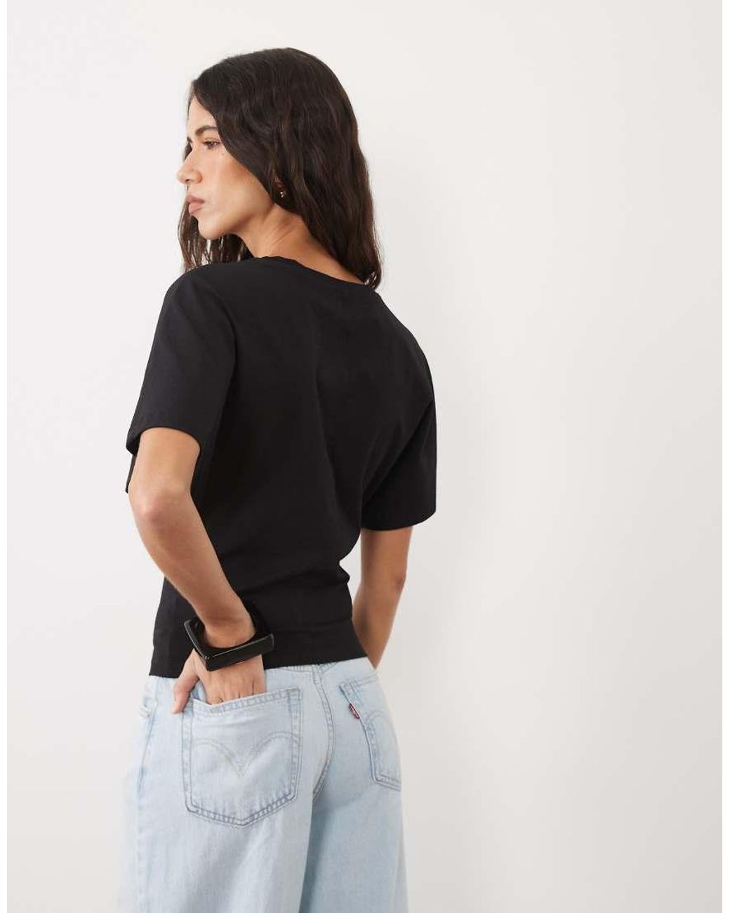 Cotton On Black Batwing V Neck Top