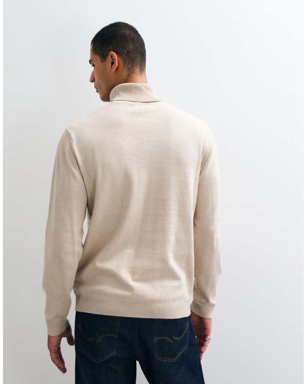 Jack & Jones White Essential Knit Roll Neck Jumper for men