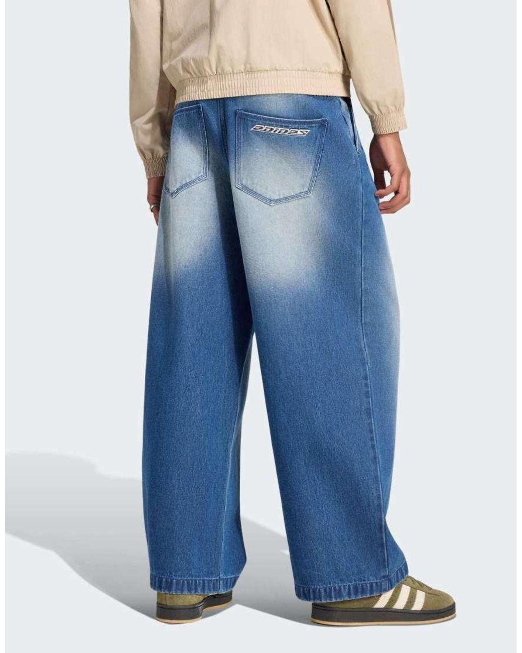 Adidas Originals Blue Jeans Mid-Rise Wide Leg for men