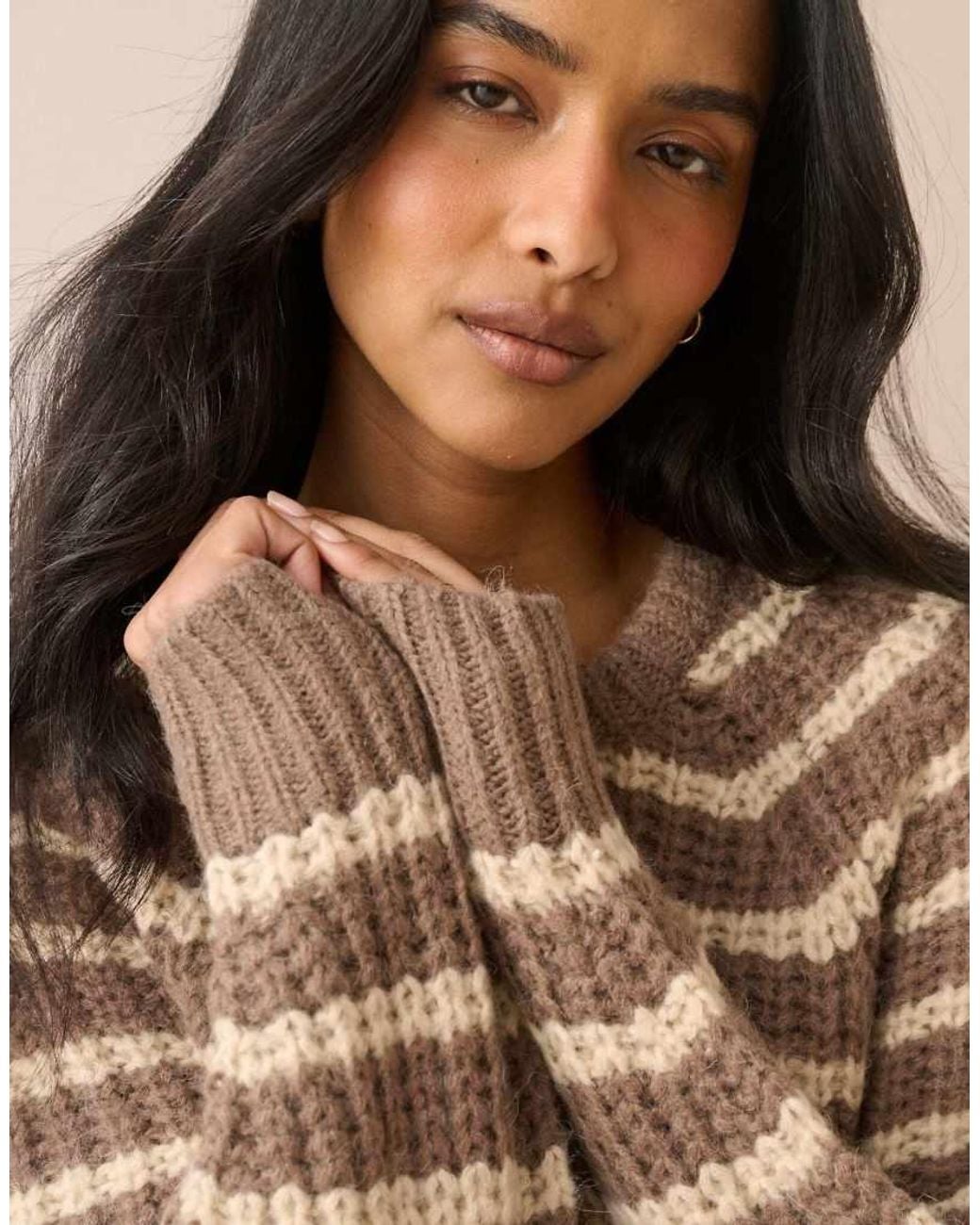 Nobody's Child Natural Striped Chunky Knit Jumper