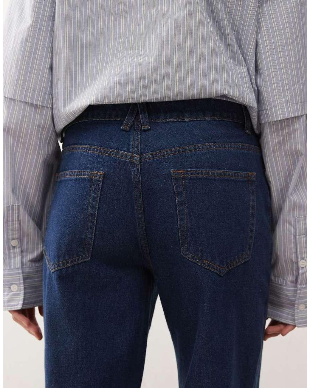 Lioness Blue Penny Asymmetric Button Detail Relaxed Leg Jeans