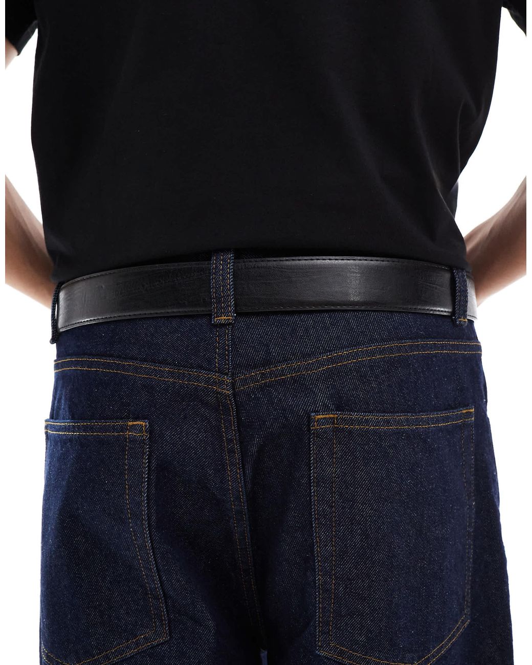 Jack & Jones – kunstleder-gürtel in Black für Herren