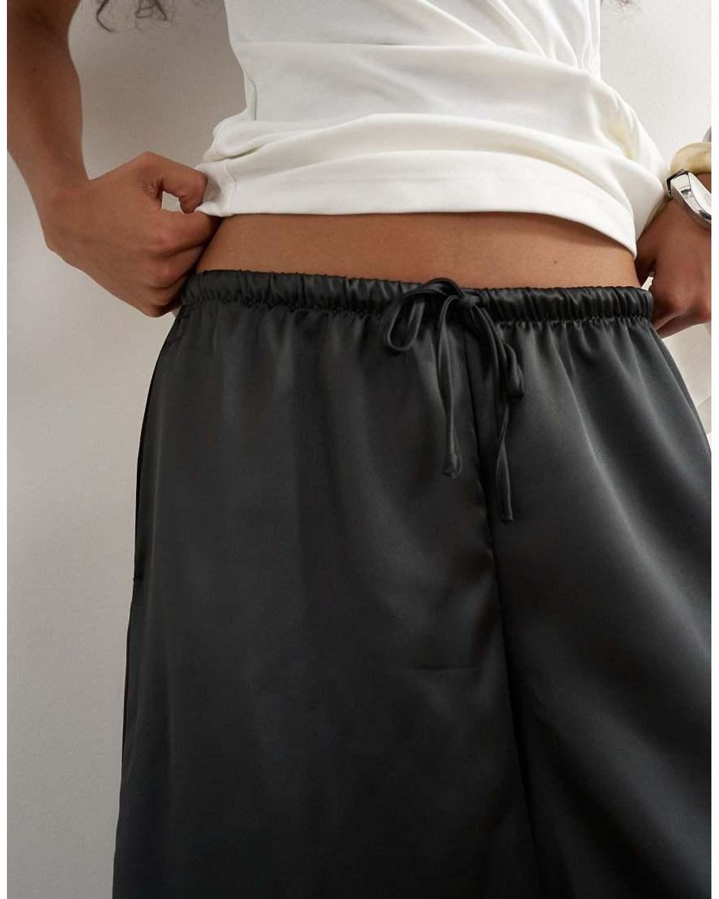 TOPSHOP Black Satin Culotte