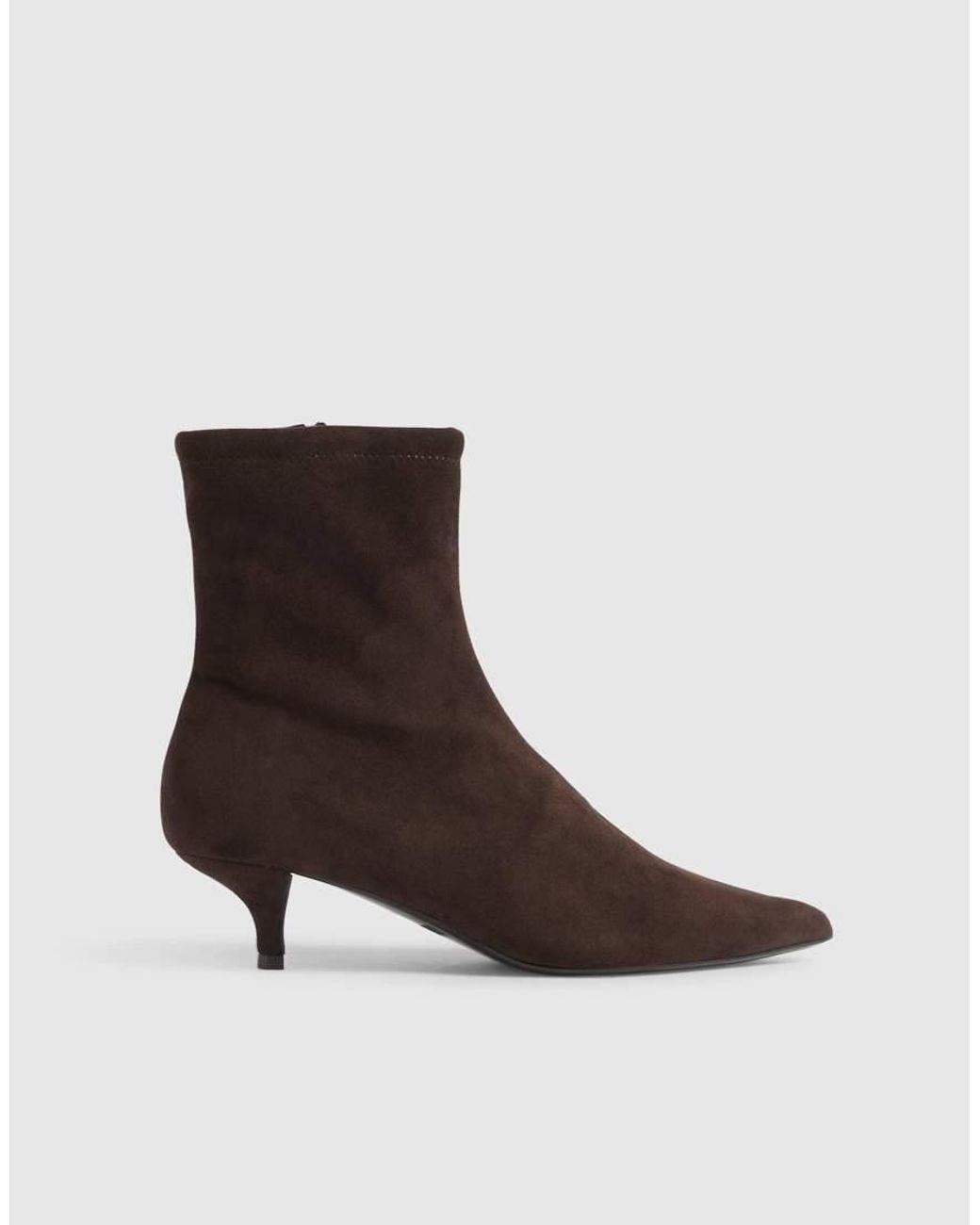River Island Brown Faux Suede Kitten Heel Sock Boots