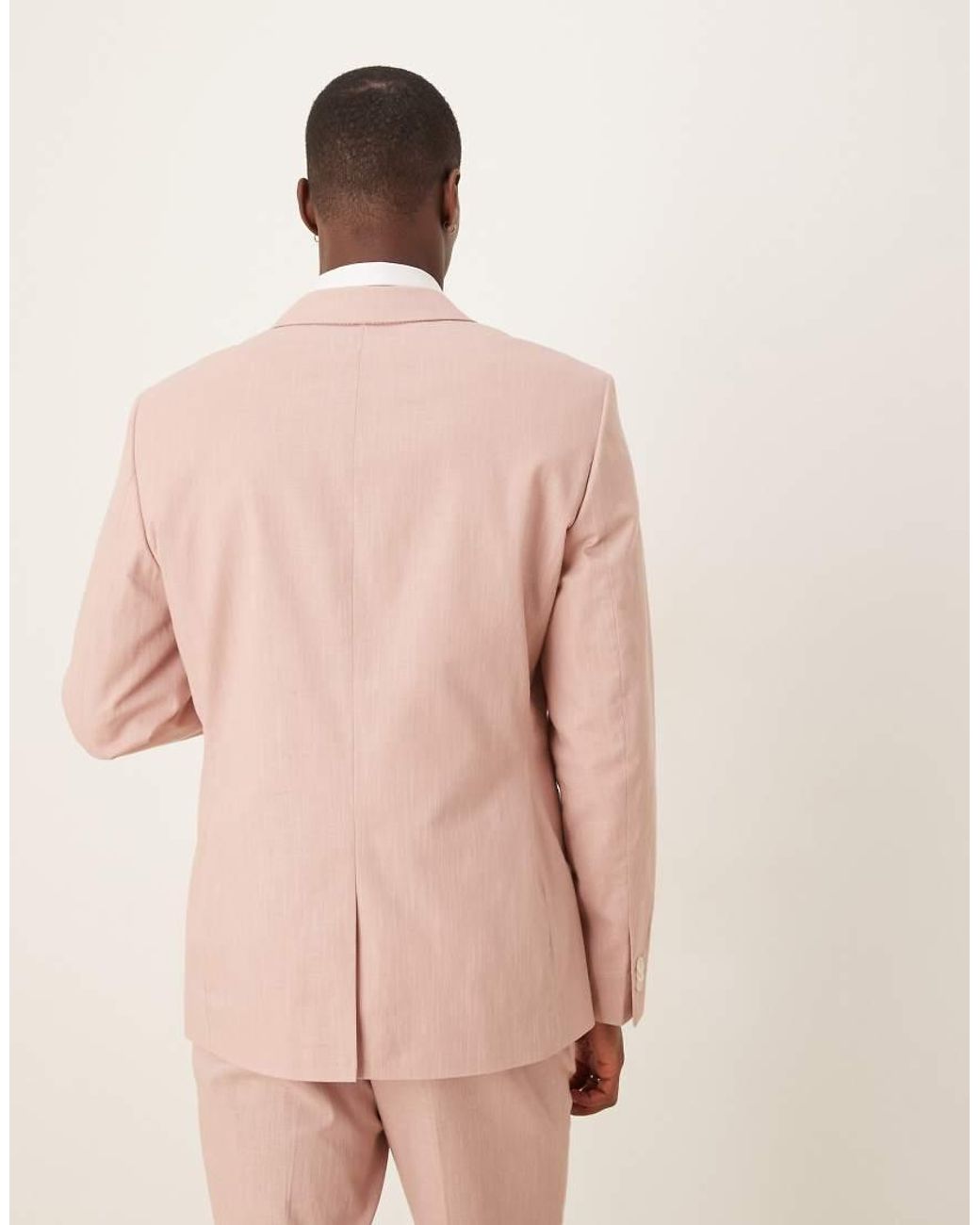 ASOS Pink Linen Look Slim Suit Jacket for men