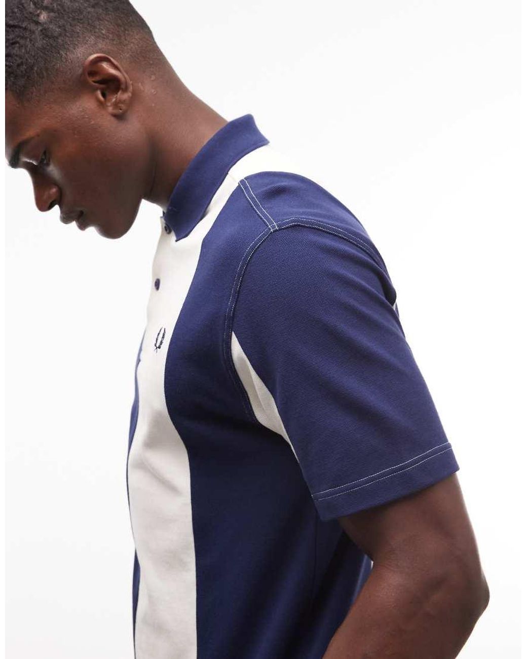 Fred Perry Blue Stripe Panel Polo Shirt for men