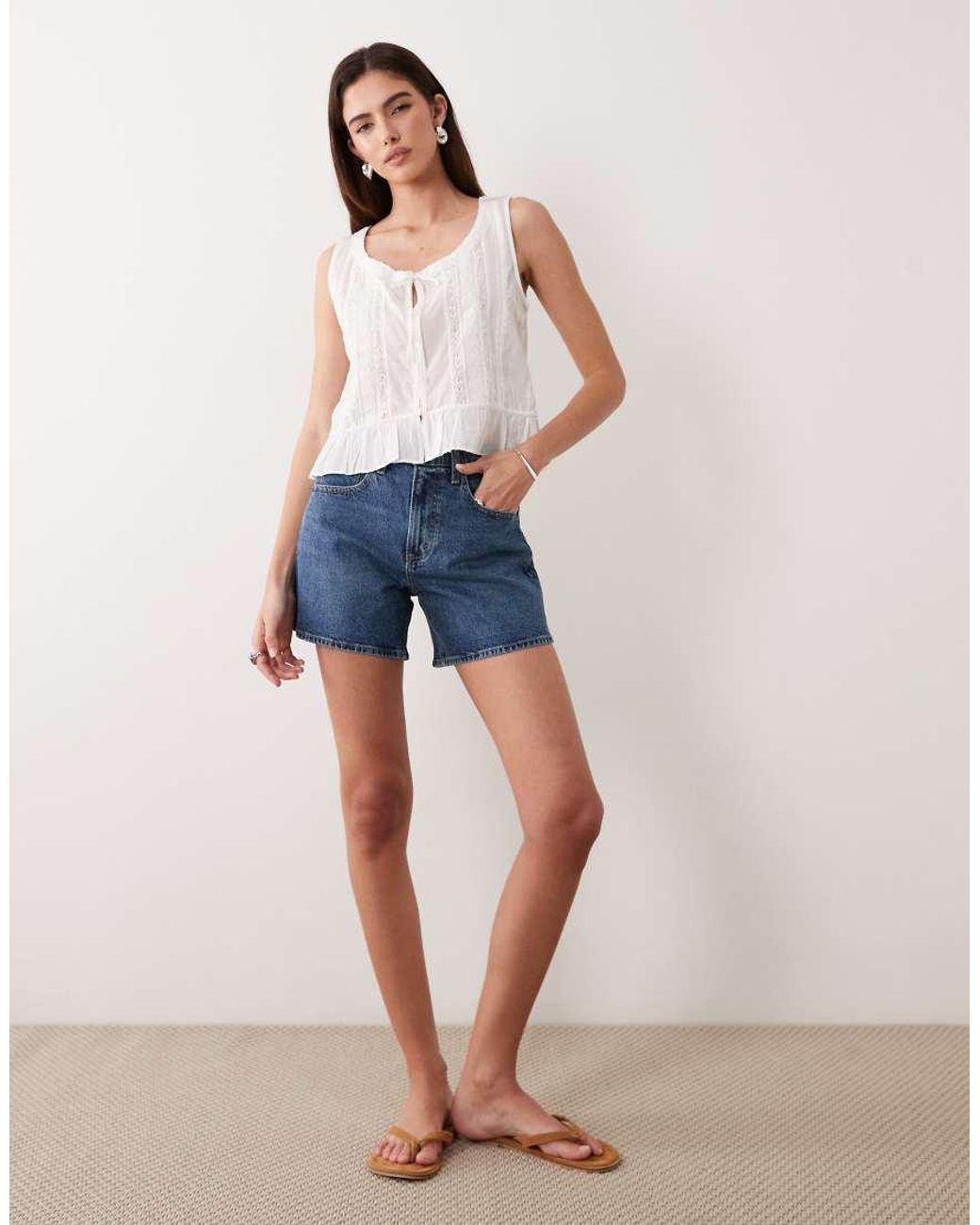 Abercrombie & Fitch Blue High Rise A Line Dad Fit Denim Short