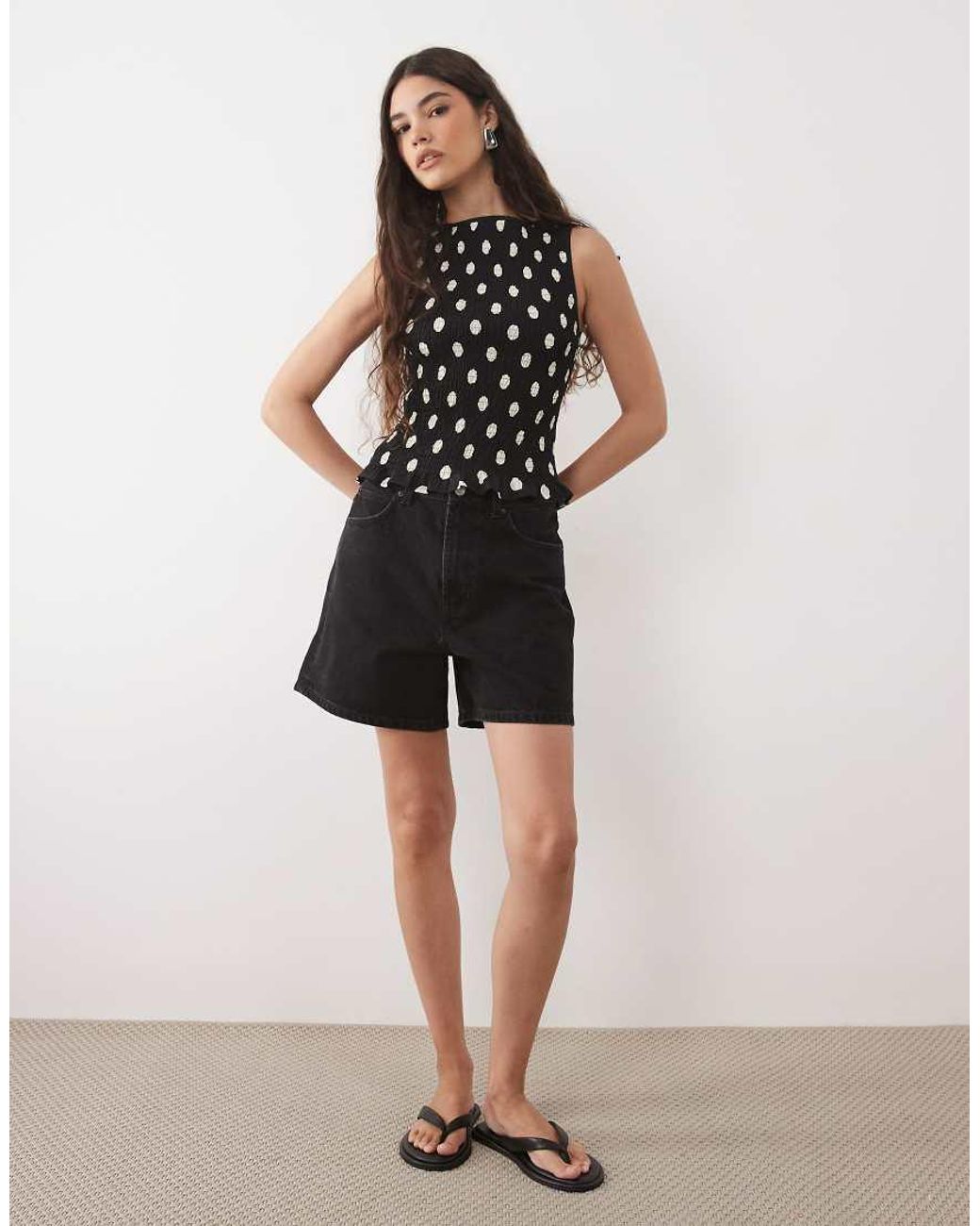 ASOS Black Shirred Tank Top