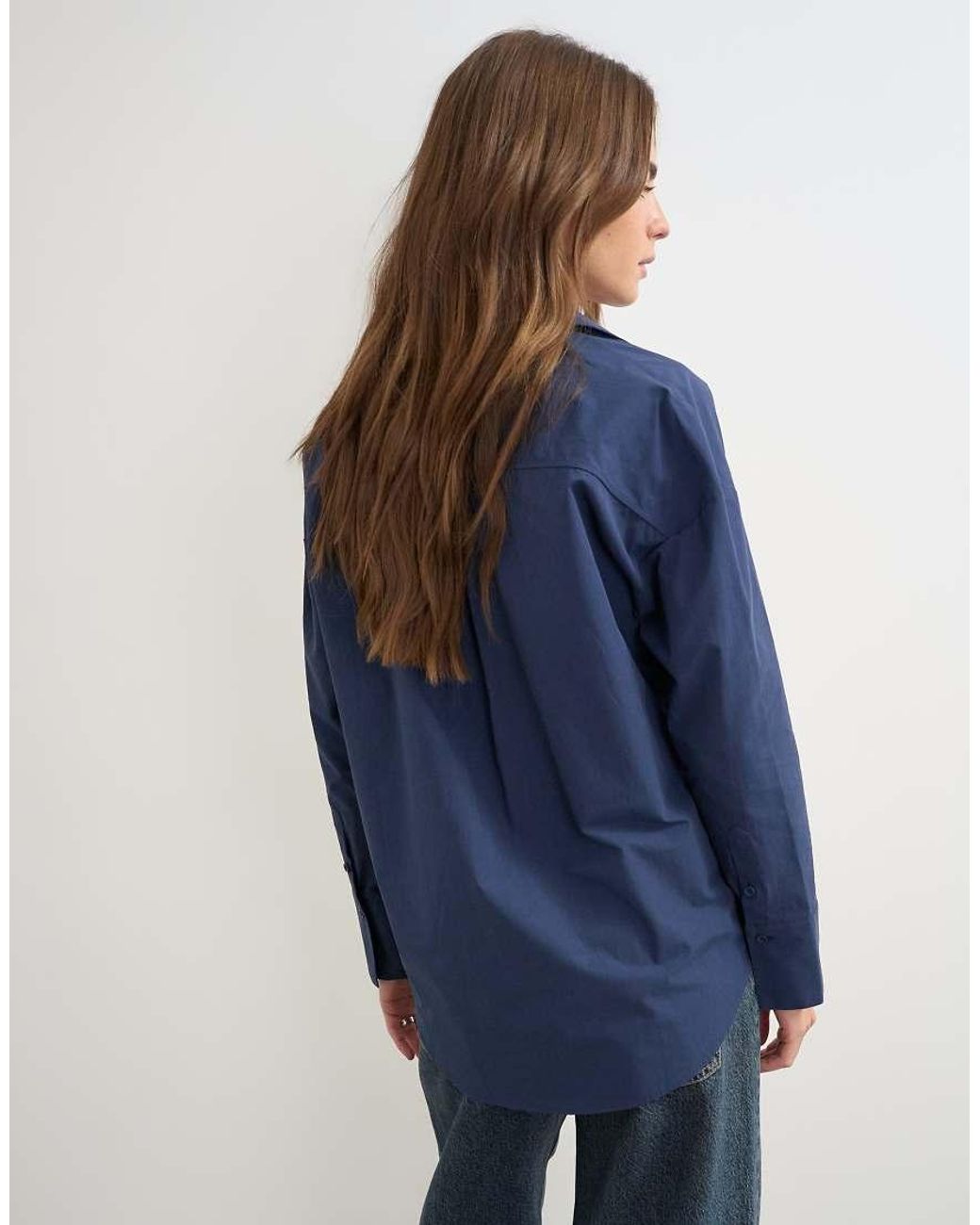 TOPSHOP Blue Tie Detail Shirt