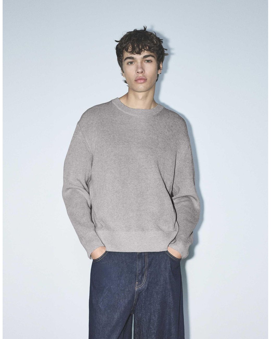 Pull basique moyen Pull&Bear pour homme en coloris Gray