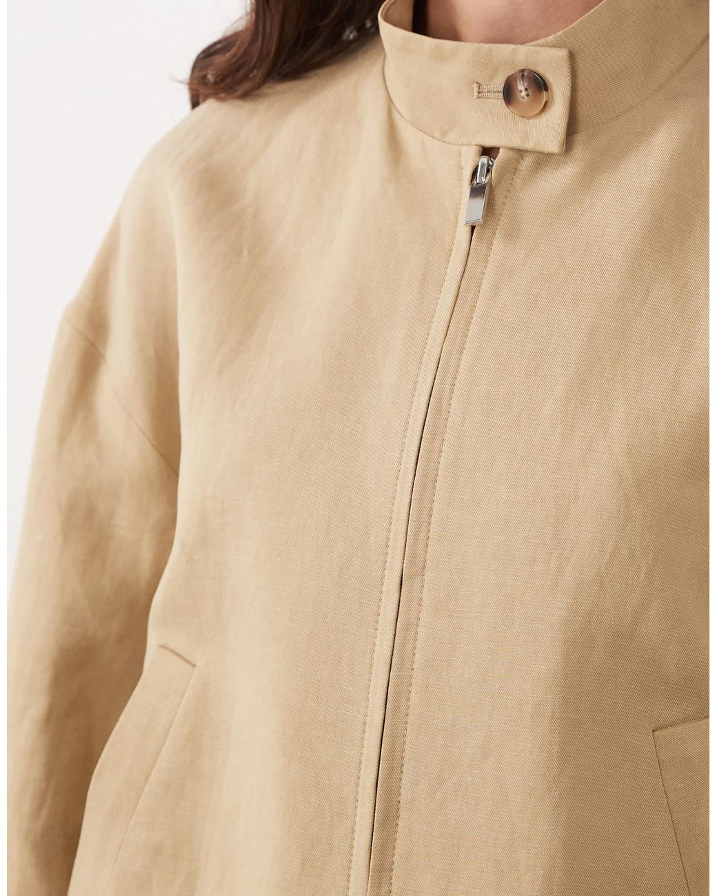 Mango Natural High Neck Zip Through Jacket