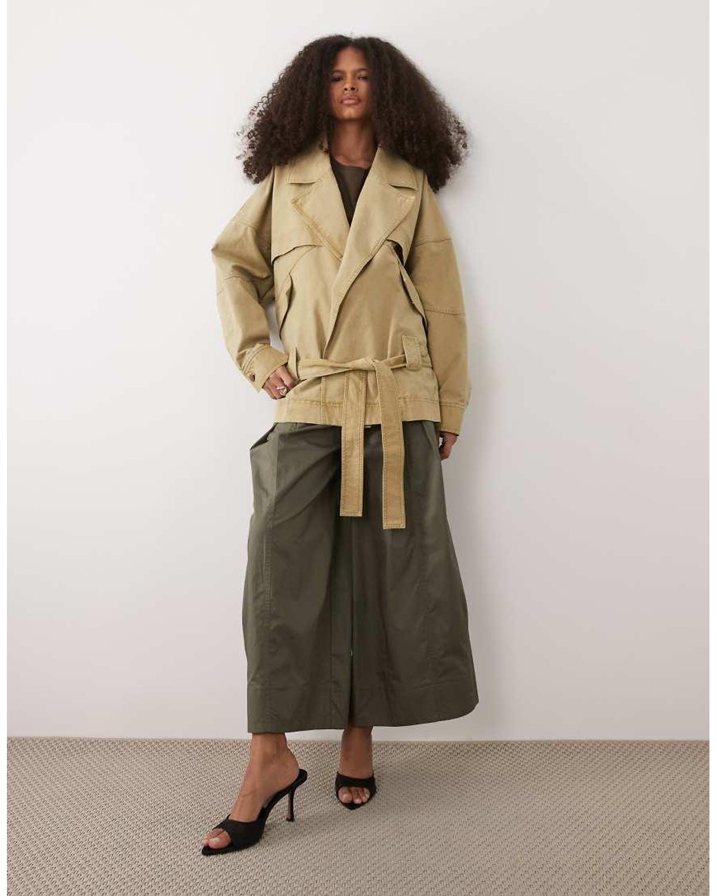 Mango Natural 100% Cotton Belted Short Trench Coat