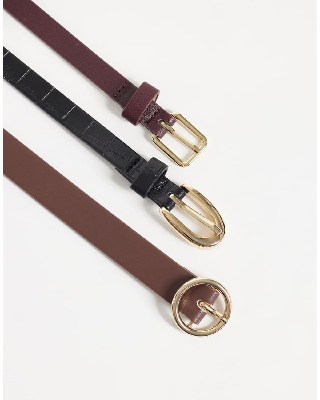 Pieces White 3 Pack Buckle Belts