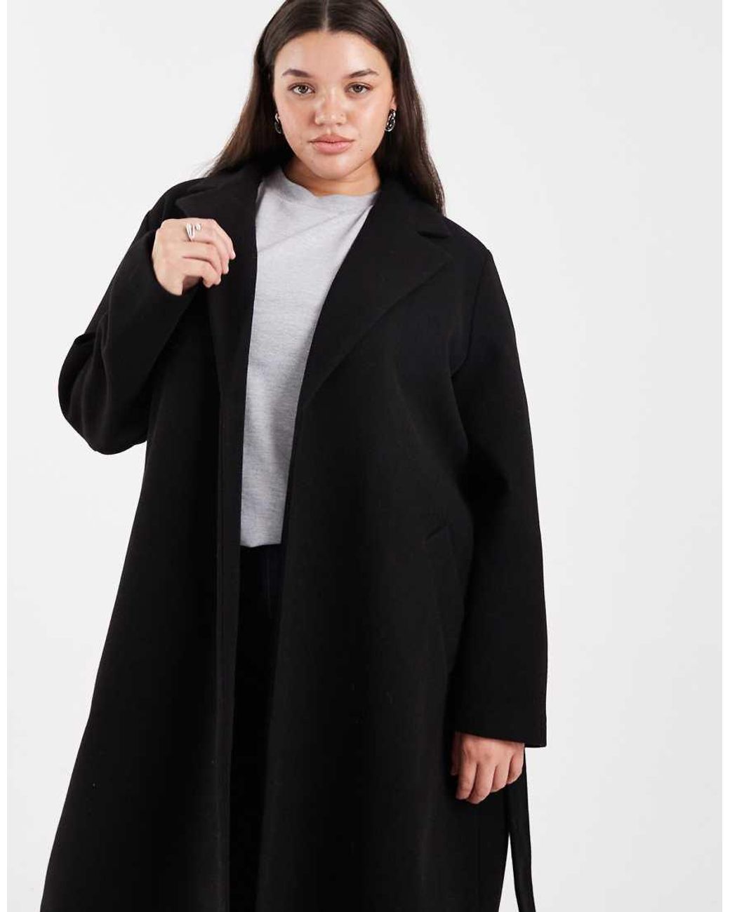 Vero Moda Black Belted Formal Midi Coat