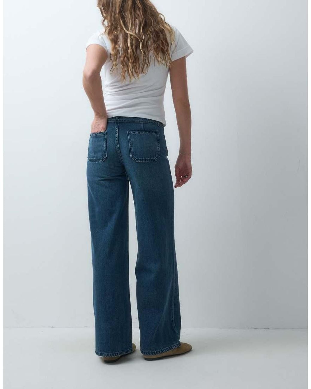 Mango Blue Teen Tie Waist Straight Jean