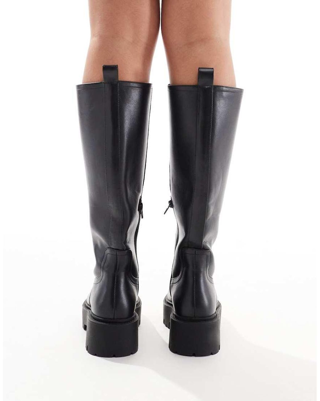 ASOS Blue Wide Fit Carmen Chunky Flat Knee Boots