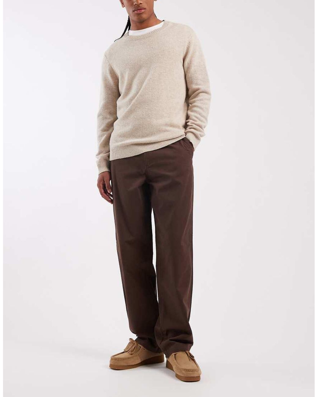 ASOS Natural Baggy Trousers for men