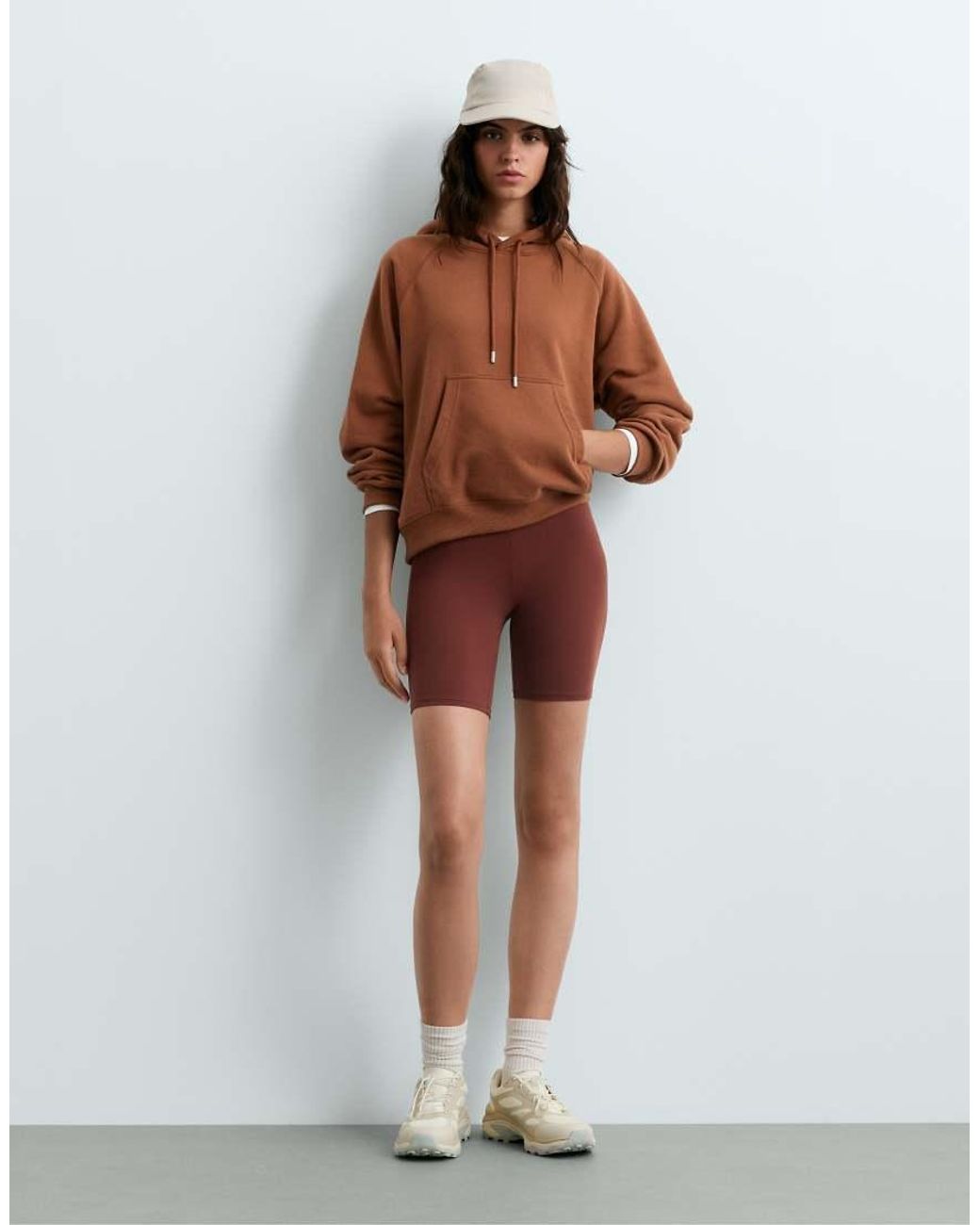 Oysho Brown Cotton-Blend Fleece Hoodie