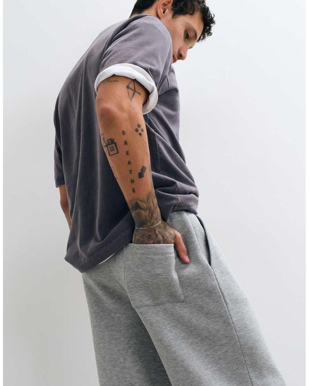 ASOS Gray Wide Leg jogger With Double Waistband for men