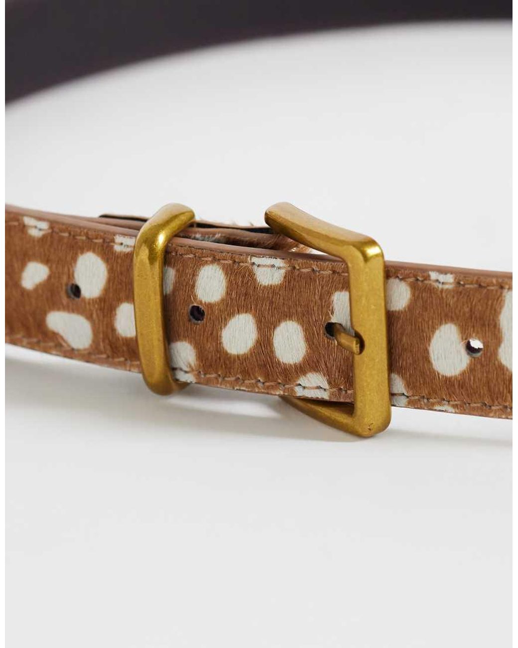 ASOS White Asos Deisgn Hair On Leather Belt With Square Buckle