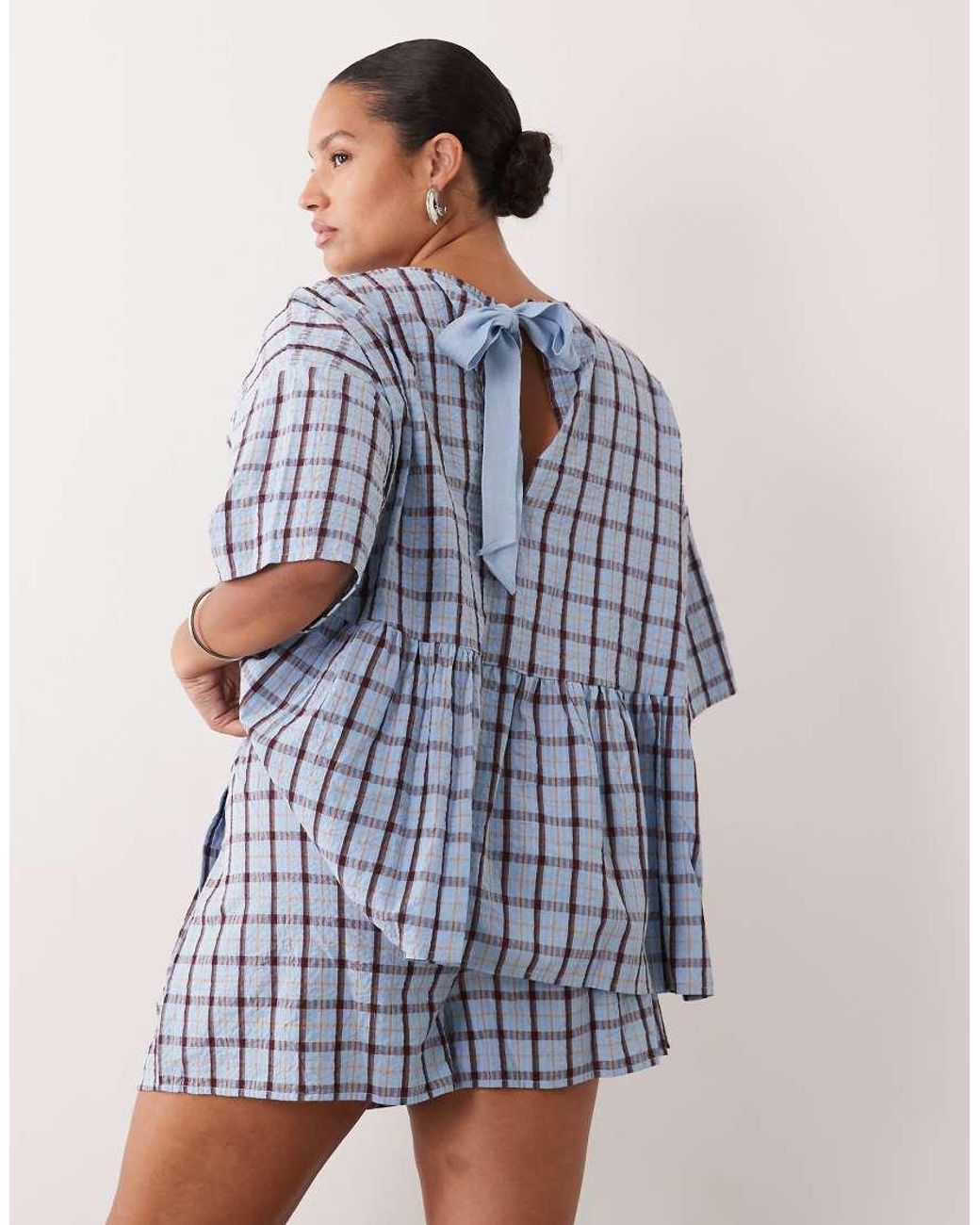 ASOS Blue Asos Design Curve Tie Waist Pocket Detail Shorts