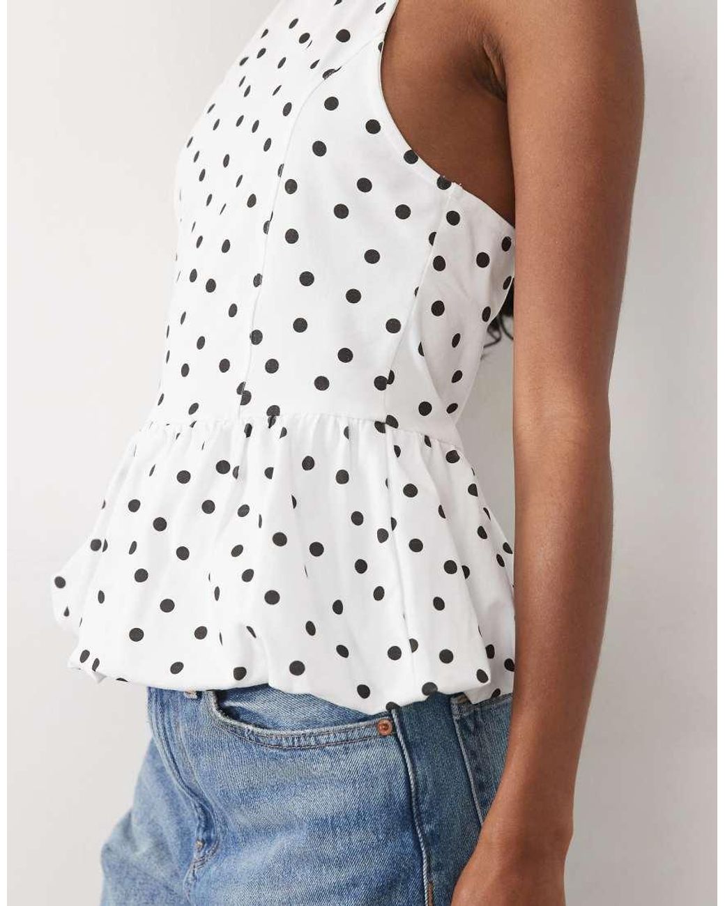 ASOS Blue Halter Neck With Bubble Hem Top