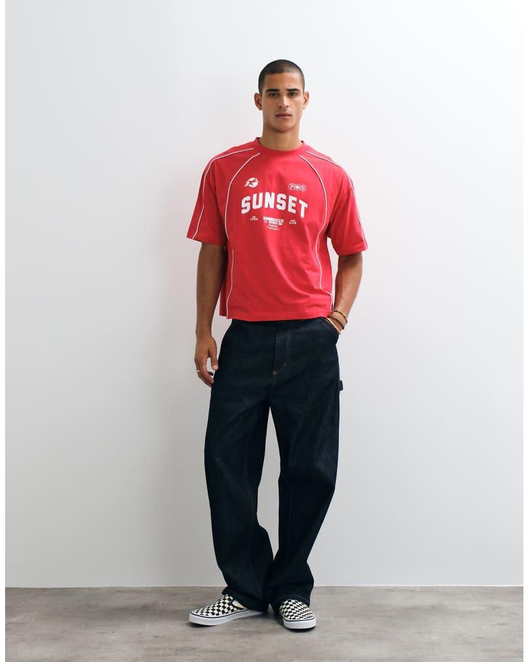 ASOS Red Boxy Oversized T-shirt With Street Graphic for men