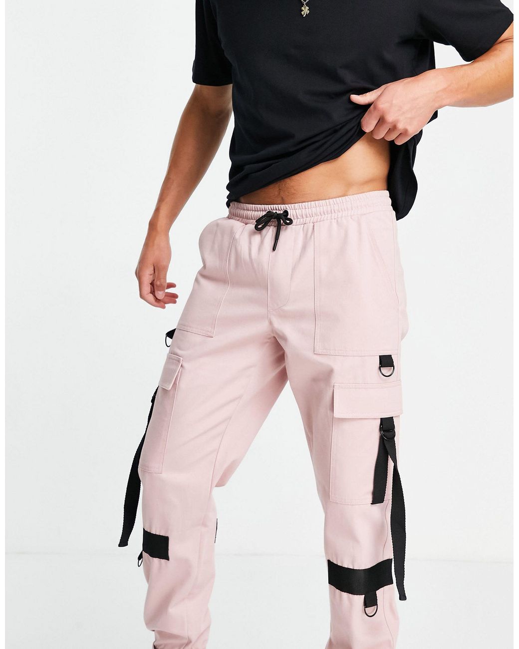 Pantalon cargo skinny avec détails en toile - rose Coton TOPMAN pour homme  | Lyst