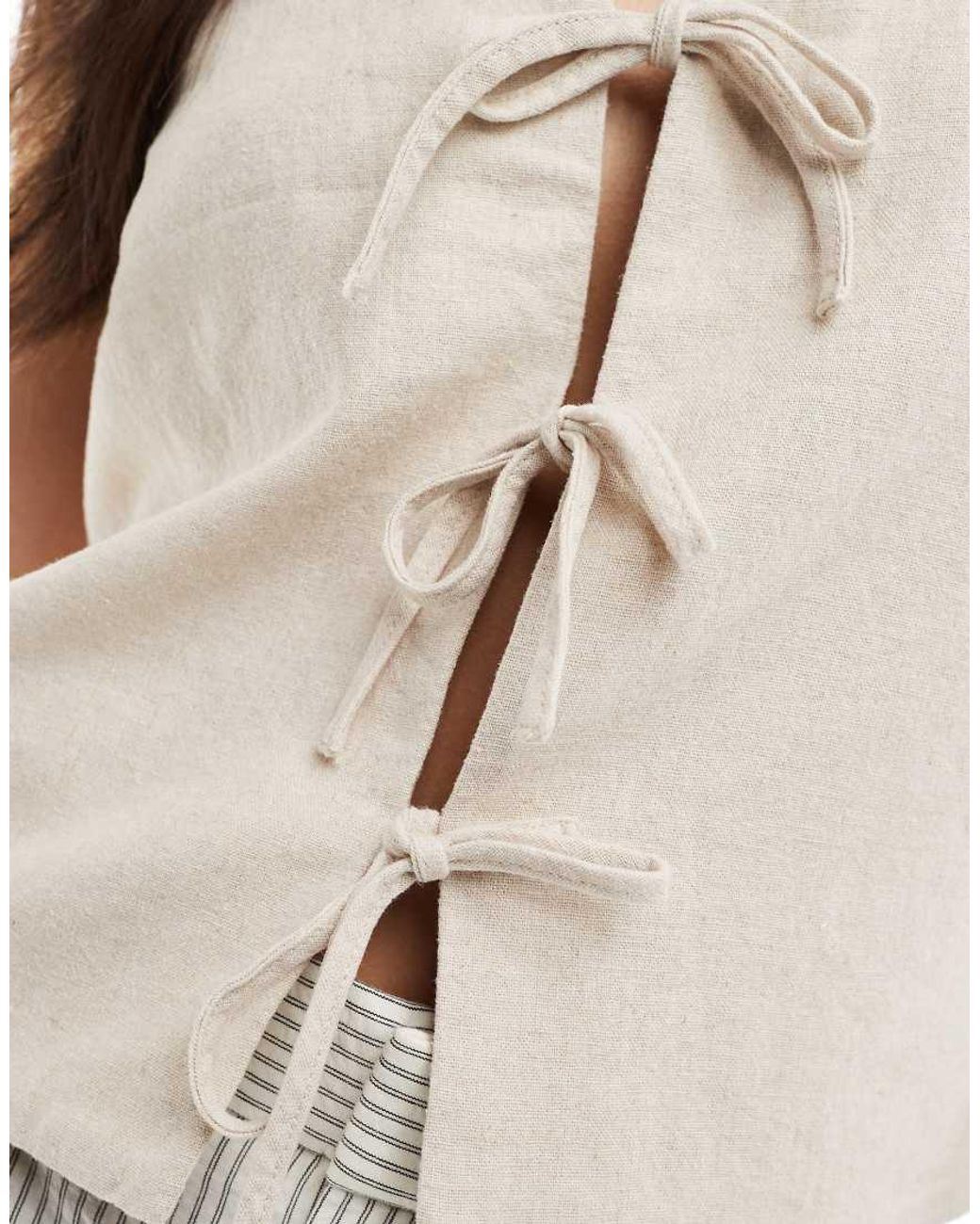 Hollister Multicolor Tie Front Linen Top