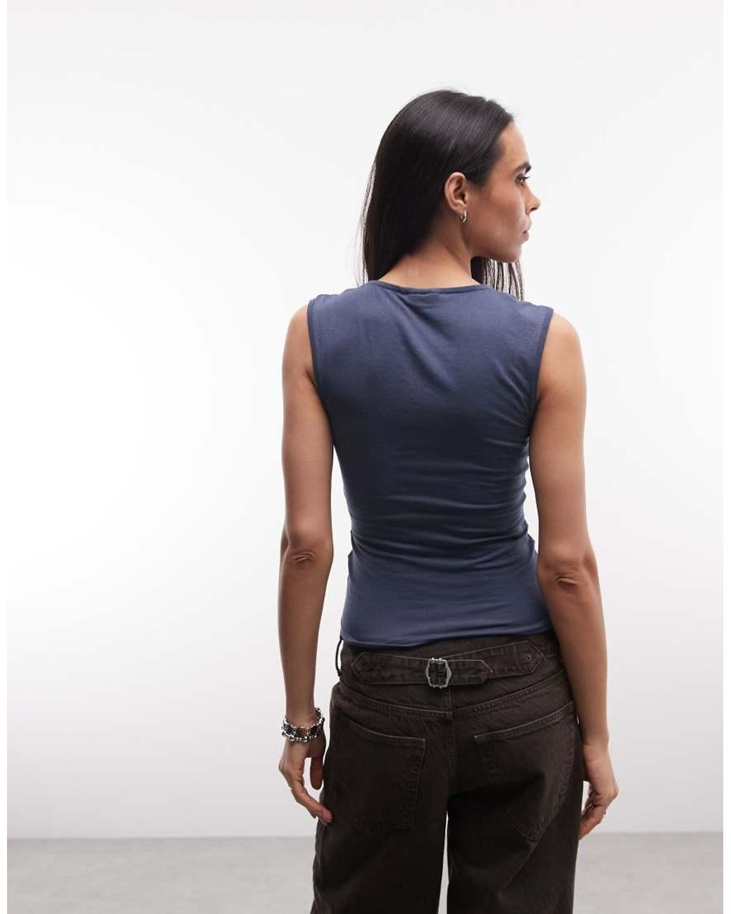 Weekday Blue Plunge V-neck Top