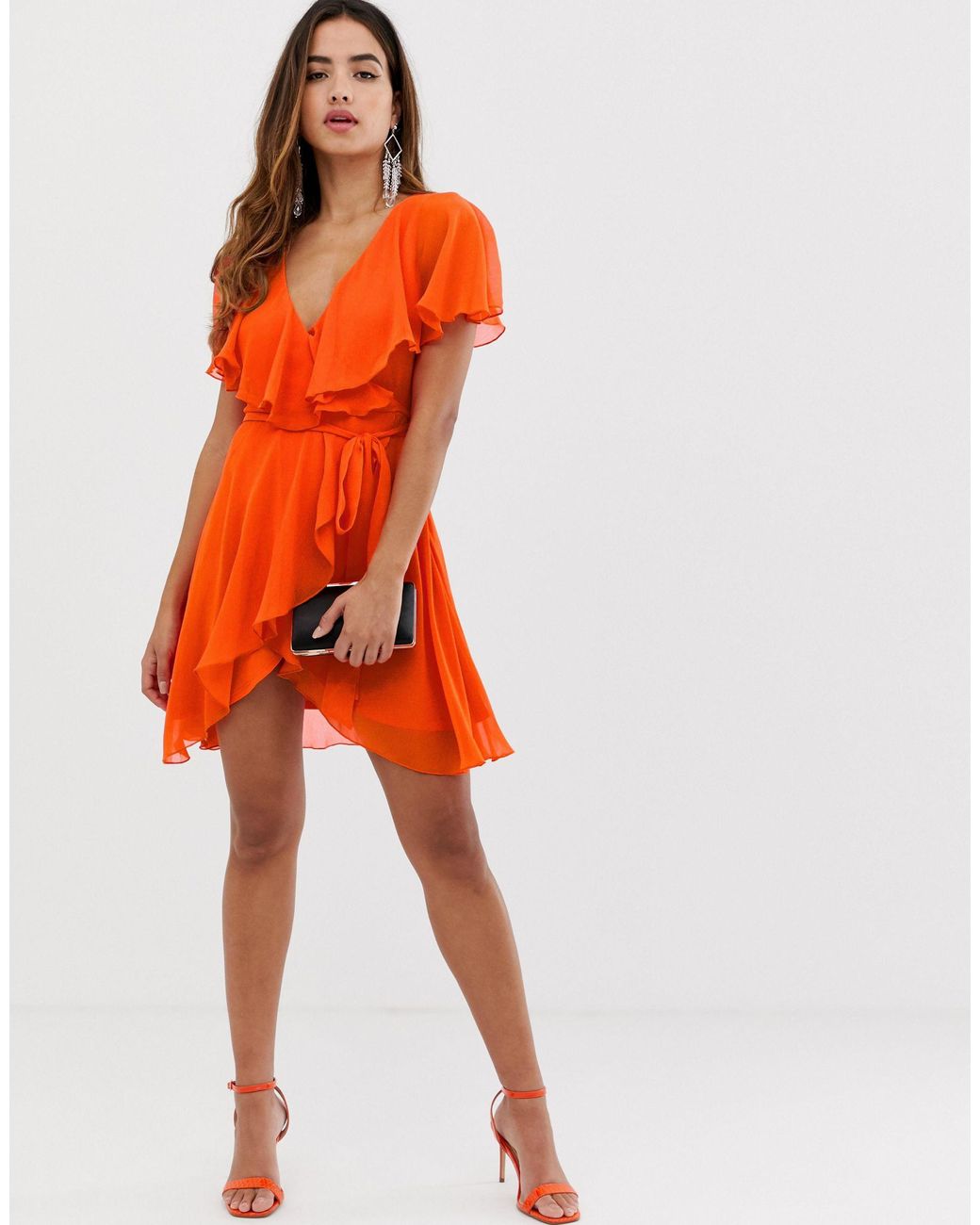 cape back dipped hem mini dress