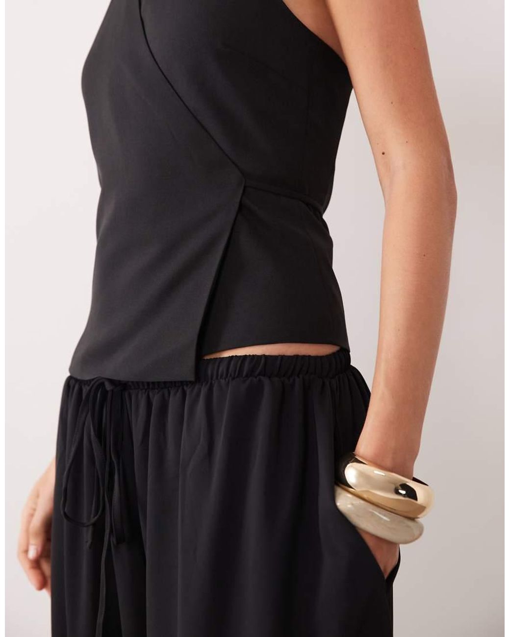 Mango Black Tailored Halterneck Sleeveless Top