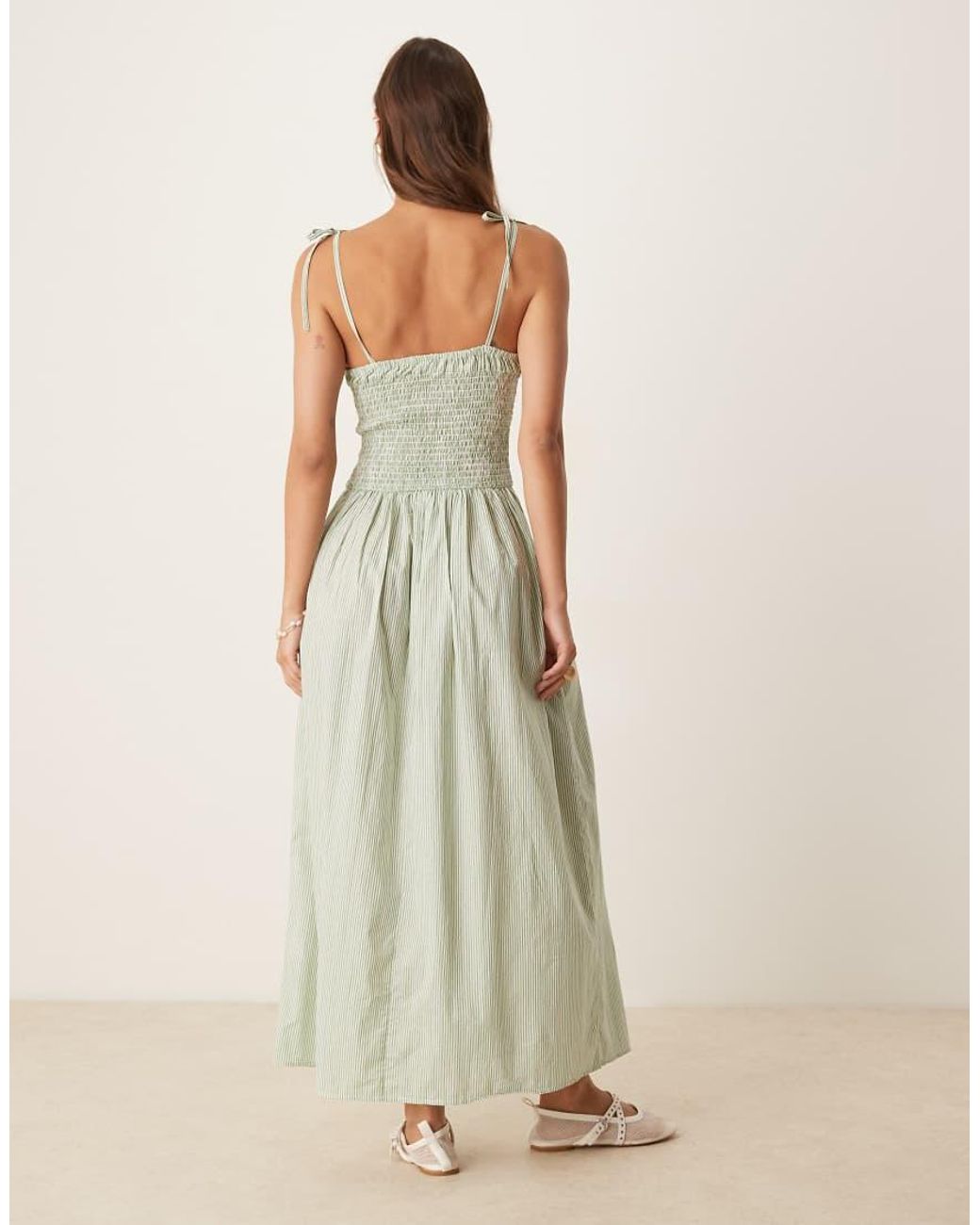 esmé studios Natural Esmee Exclusive Shirred Detail Maxi Beach Dress