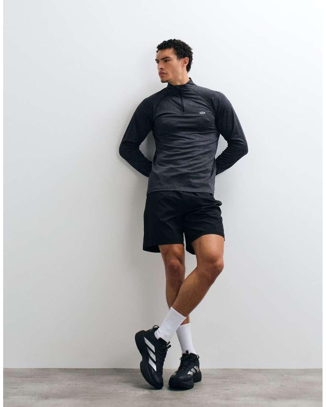 Jack & Jones Blue Sports Quarter Zip Quick Dry Long Sleeve Training Top for men